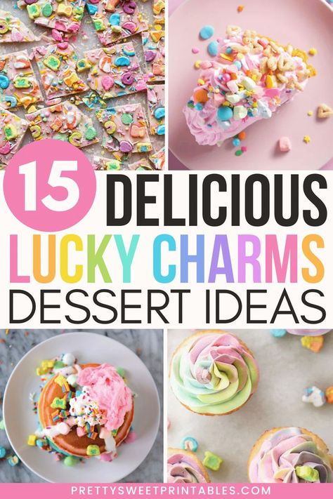 lucky charms desserts Recipes With Lucky Charms Marshmallows, Recipes With Lucky Charms, Lucky Charms Marshmallow Recipe, Lucky Charm Recipes, Lucky Charm Marshmallow Recipes, St Patrick’s Day Lucky Charms, Lucky Charms Bars, Lucky Charms Marshmallow Treats, Lucky Charm Desserts