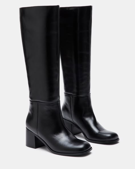 Y’all Black Boots, Knee High Black Boots, Rich Mom, 2023 Wishlist, Long Black Boots, Boots Steve Madden, Digital Wardrobe, Black Heeled Boots, Steve Madden Store