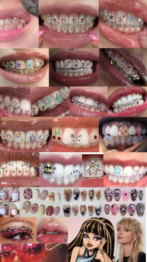 Bottom Tooth Gem, Girls With Grills, Cute Braces Colors, Baking Soda Teeth Whitening, Pretty Teeth, Braces Tips, Grillz Teeth, Cute Braces, Diamond Teeth