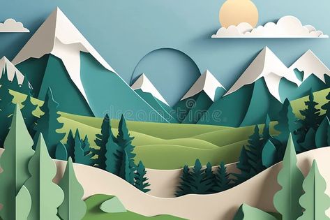 Paper Scenery Art, Mountain Paper Craft, Cardboard Mountains Diy, Styrofoam Mountains, Cardboard Mountains, Mountain Crafts For Kids, Cardboard Mountain, Origami Landscape, Kindergarten Posters