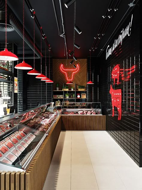 Butchers Shop Design, Butcher Interior Design, Butcher Shop Design Interiors, Butcher Shop Interior, Market Interior Design, Butcher Shop Design, Butcher Design, Butcher Store, Deli Design