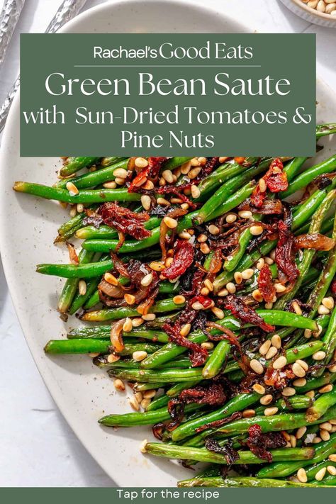 This Green Bean Sauté with Sun-Dried Tomatoes and Pine Nuts has been my Thanksgiving side dish contribution for years, and I’m so excited to share it with you all. It’s so fresh, healthy, delicious, and to be honest, the only green bean dish you need on the menu – and in your life. Tap for the recipe! Cranberry Recipes Healthy, Green Bean Side Dish, Bean Side Dish, Dried Cranberries Recipes, Green Bean Dishes, The Best Green Beans, Energy Bites Healthy, Green Beans Side Dish, Sauteed Green Beans