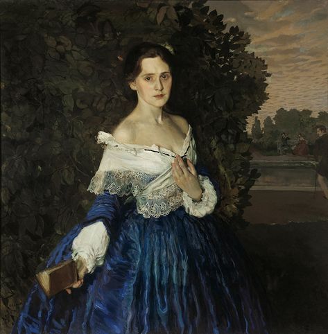 Lady in Blue: Konstantin Somov Konstantin Somov, Great Wave Off Kanagawa, Stretched Canvas Wall Art, Amber Earrings, A4 Poster, Russian Artists, Amber Necklace, Blue Square, Amber Jewelry