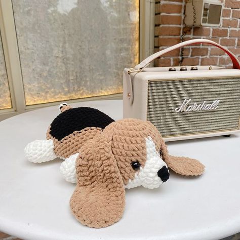 Amigurumi. Crochet And Knitting | My little Beagle 🐶 She doesn't bark, but she sure does crochet | Facebook Amigurumi Beagle Free Pattern, Crochet Beagle Free Pattern, Beagle Crochet Pattern Free, Crochet Beagle, Crochet Square Blanket, Crochet And Knitting, Fun Crochet, Beagle Puppy, Square Blanket