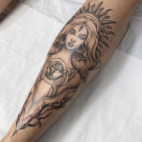 Finished off the shading on Adam’s Gaia goddess piece today 👌 (Mostly healed though, and some parts are still a bit shiny). Thanks Adam!… | Instagram Mother Earth Tattoo, Back Of Leg Tattoos, Gaia Goddess, Valkyrie Tattoo, Earthy Tattoos, Earth Tattoo, Line Tattoo Ideas, Small Rose Tattoo