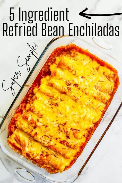 Chicken And Refried Bean Enchiladas, Refried Bean Enchilada Recipe, Refried Bean Enchiladas, Bean Enchilada Recipe, Bean And Cheese Enchiladas, Mexican Entrees, Refried Bean, Enchilada Recipe, Bean Enchiladas