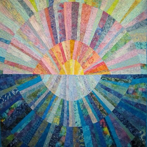 Sunset Quilts, Sunburst Quilt, Convergence Quilts, Sunrise Quilt, Sun Quilt, Beach Quilts, Shoebox Ideas, Fox Quilt, Abstract Art Projects