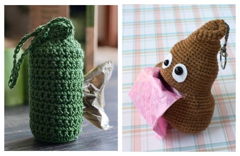 Dog Waste Bag Holder Free Crochet Patterns Crochet Patterns Dog, Poop Bag Holder Diy, Dog Poop Bag Holder Diy, Dog Bag Holder, Crochet Pets, Crochet Dogs, Dog Poo Bag Holder, Bag Holder Pattern, Dog Bags