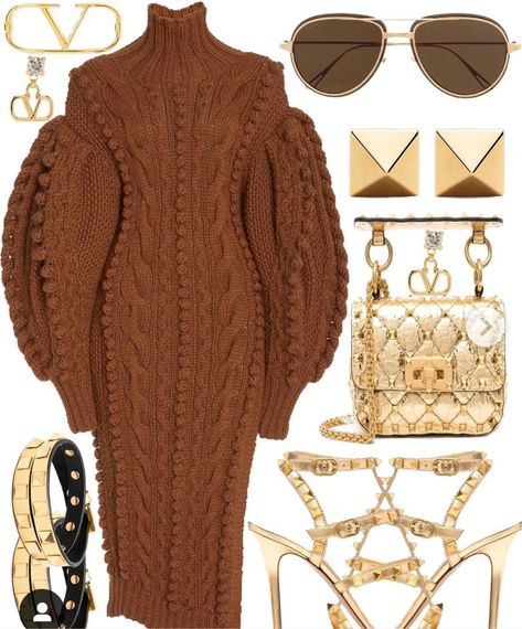 Caramel Sweater, Sweater Dress Outfit, Swag Outfits For Girls, Fashion 101, Cute Comfy Outfits, Complete Outfits, Urban Outfits, Fashion Lookbook, Dress Outfit