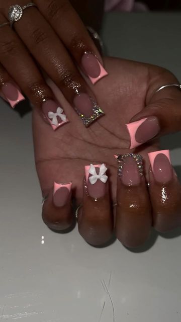 Fort worth texas 76123📍 on Instagram: "I love sets like these 🥵🥵   #nails #nailart #nailsnailsnails #nailsofinstagram #nailsofinstagram #nailtech #nailtrends #nail #ducknails #duck" Cute Duck Nails With Charms, Cute Duck Nails Designs, Short Nail Inspo Pink, Pink Nails With Initials, Small Duck Nails, Cute Pink Short Nails, Duck Nails Acrylic Short, Duck Bill Nails, Bf Nails