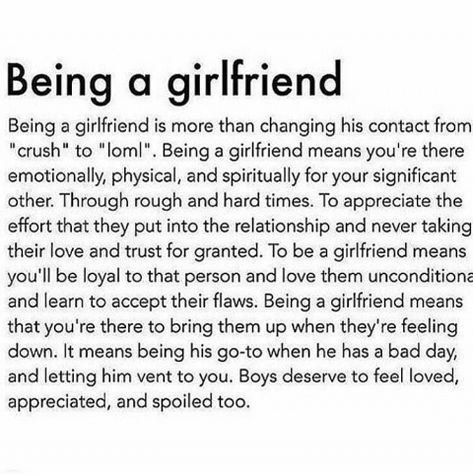 be a good girlfriend and support yo mans!!!!!! my boyfriend LOVES it when i ask about his day and his feelings!!! | crush-quotess Being A Girlfriend, Relationship Goals Quotes, Girlfriend Quotes, Goal Quotes, Boyfriend Quotes, Crush Quotes, Deep Thought Quotes, Real Quotes, Relationship Tips