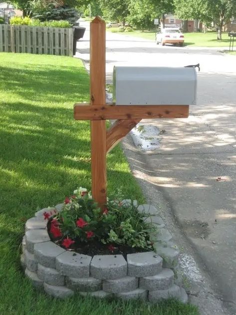 12 DIY Curb Appeal Ideas For An Instant Home Upgrade Mailbox Garden, Mailbox Makeover, Power Lineman, Mailbox Landscaping, Front Yard Decor, Modern Mailbox, Home Landscaping, Front Yard Garden, Yard Design