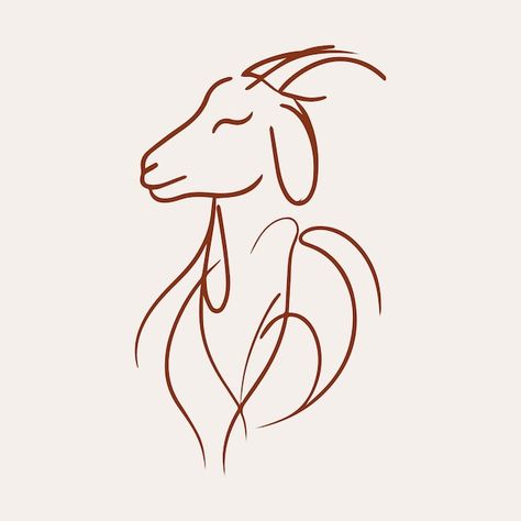 Sleek Minimalist Goat Line Art Illustration Goat Symbol, Goat Illustration, Line Art Illustration, Design Minimal, Art Illustration, Premium Vector, Graphic Resources, Goats, Line Art