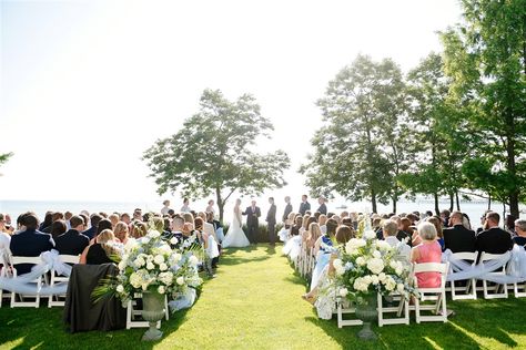 Ceremony on the Tavern Ballroom lawn at the Chesapeake Bay Beach Club | Photo Credit: Rachel Smith Maryland Themed Wedding, Ballroom Design, Chesapeake Beach, Chesapeake Bay Beach Club, Beach Club Wedding, Rachel Smith, Waterfront Wedding, Chesapeake Bay, Event Photos