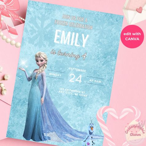 Digital Frozen Birthday Invitation Editable Template, Elsa Birthday Winter Invitation, Princess Party Frozen Invite Elsa Invitation, Frozen Birthday Party Invites, Elsa Birthday Party, Winter Invitations, Frozen Birthday Invitations, Disney Frozen Birthday, Elsa Birthday, Frozen Birthday Party, Birthday Invitations Kids