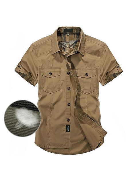 US$ 31.79 - 100%Cotton Outdoor Cargo Shirts Mode Grunge Hipster, Baggy Shirts, Casual Dress Shirt Men, Army Shorts, Military Shorts, Fall Business, Male Clothing, Hipster Man, Army Shirts