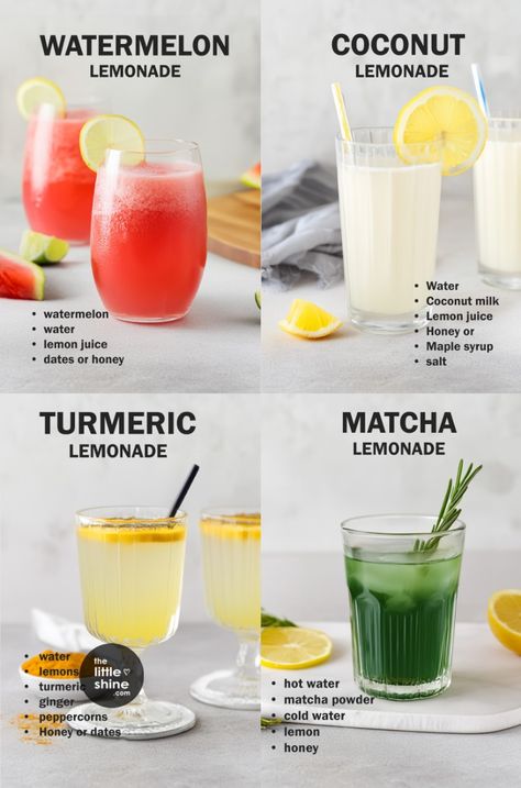 HEALTHY LEMONADE RECIPES WITH BENEFITS Yakult Drink, Food Marketing Ideas, Grow Foods, Water Remedies, Healthy Drink Recipes Smoothies, Healing Tea Recipes, Nice Drinks, Healthy Lemonade, Matcha Lemonade