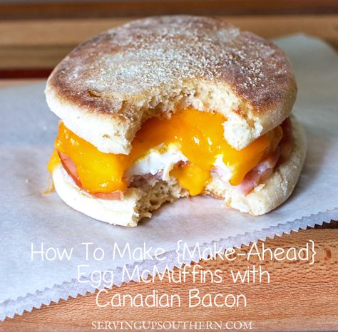 How To Make {Make-Ahead} Egg McMuffins Nutella Fruit Dip, Whoopie Pie Pan, Baked Ham With Pineapple, Raisin Bran Muffins, Camping Food Make Ahead, Raisin Bran, Egg Mcmuffin, Breakfast Muffin, Sausage Bake