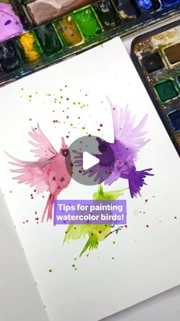 Irshad Ahmad Ansari on Instagram: "Want to paint vibrant watercolor birds?  Try this easy thumb-stamping technique! 🐦✨ Follow these steps and create beautiful birds in no time.  Save this reel and share it with your friends! 🌈🎨  #WatercolorBirds #watercolortips #PaintingTutorial WatercolorArt #watercolour #artreels" Watercolor Birds Easy, Painting Birds, Watercolor Hummingbird, Watercolor Birds, Watercolor Tips, Vibrant Watercolor, Watercolor Painting Techniques, Stamping Techniques, Watercolor Bird