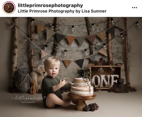 Woodland One Year Old Photoshoot, Hunting Theme First Birthday Photoshoot, Smash Cake Photoshoot Boy, Wild Theme, Smash Cake First Birthday, Cake Photoshoot, 1st Birthday Pictures, 1st Birthday Photoshoot, First Birthday Pictures