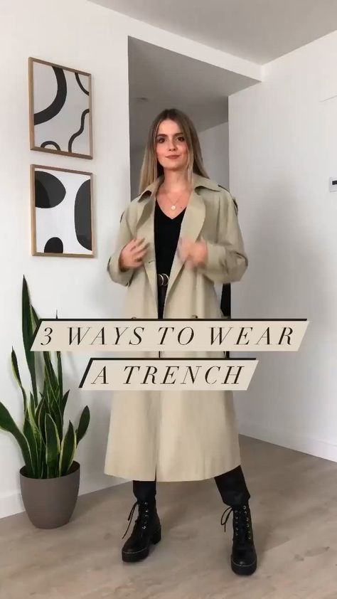 Trench Coat As A Dress, Tan Trench Coat Outfit Fall, Styling Trench Coat Casual, Outfits With Trench Coats Casual, Outfit Ideas Trench Coat, How To Style Trench Coat Casual, Look Trench Coat, Trench Coat Outfit Dress, Autumn Outfits Trench Coat