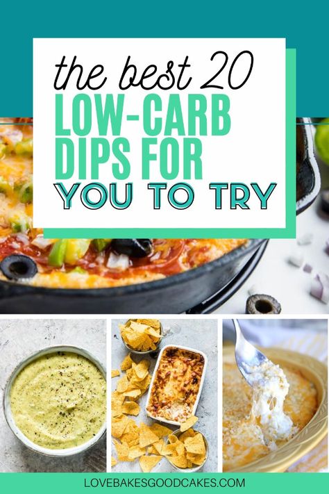 A collection of 20 Low-Carb Dips. Low-Carb dips are great additions to healthy snacks and finger foods. They also serve as fantastic appetizers at a family get-together or social event. Bacon Cream Cheese Dip, Top Desserts, Love Bakes Good Cakes, Vegan Spinach Artichoke Dip, Cottage Cheese Dips, Good Cakes, Roasted Tomatillo, Healthy Dips, Low Carb Appetizers