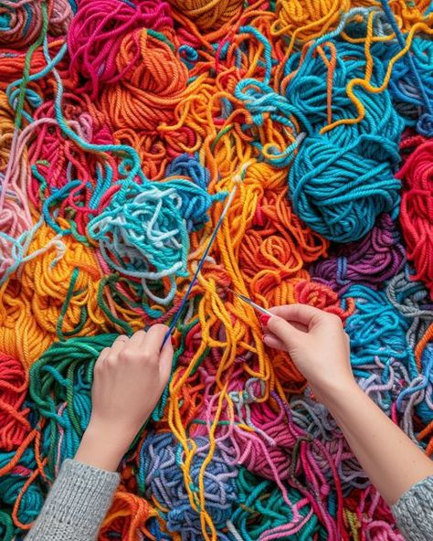 Carrying Yarn In Crochet, Changing Yarn Colors Crochet, How To Change Yarn Color When Crocheting, Yarn Pictures, How To Keep Yarn From Getting Tangled, Rapunzel Wig Yarn, 2024 Creative, Tangled Yarn, Yarn Winder