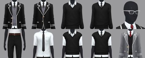 Sims 4 Male Uniform Cc, Sims 4 Male Uniform, Suspenders Sims 4 Cc, Sims 4 Collar Cc, Sims4 School Uniform, The Sims 4 School Uniform, Sims 4 School Uniform, Student Costume, Japanese Uniform