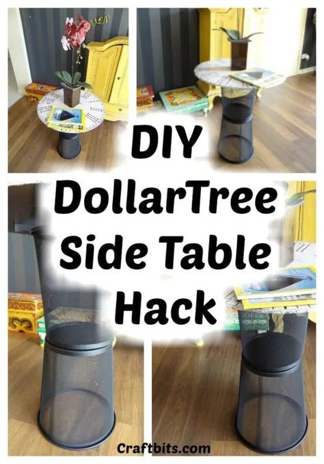 Dollartree Farmhouse Side Table Hack Make A Snowflake, Snowflake Wall, Diy Coat, Rustic Clock, Farmhouse Side Table, Small Side Table, Clothes Hangers, Paper Basket, Waste Paper