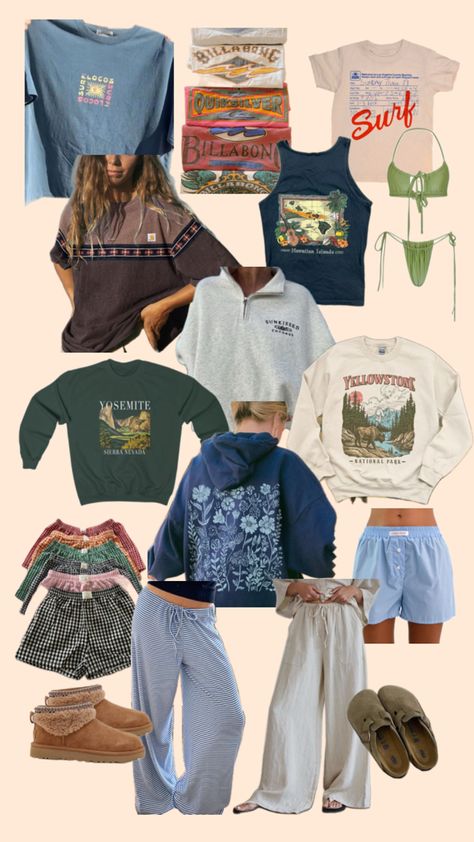 Salted Gronala Outfits, 90s Surfer Aesthetic Outfits, Vintage Summer Aesthetic Outfits, Crunchy Granola Outfits, Vintage Surfer Outfits, Southern California Aesthetic Outfits, Salted Granola Outfits Winter, Different Outfit Styles List, Granola Capsule Wardrobe