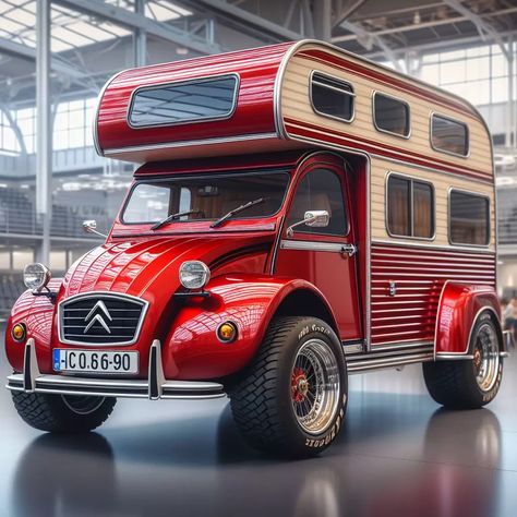 Citroën 2CV : La Deuche se réinvente en camping-car rétro Cool Rvs, Concept Vehicles Sci Fi, Classic Campers, Truck Bed Camper, Citroen Car, Tiny Cars, Retro Car, Weird Cars, Expedition Vehicle