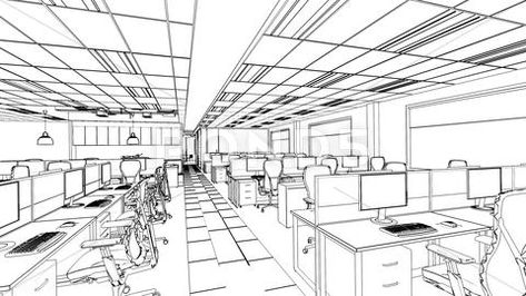 Office Interior Sketch, Perspective Practice, Small Office Interior Design, Perspective Design, Open Concept Office, Interior Architecture Sketch, Office Cabin, Conceptual Sketches, Business Cartoons