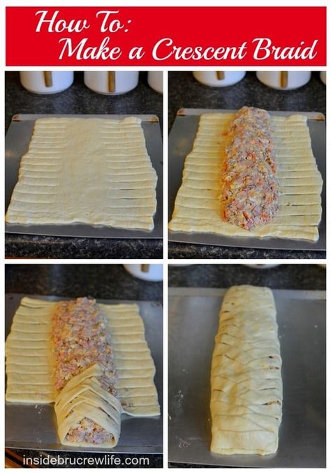 Bread Braid, Crescent Braid, Pillsbury Crescent Roll Recipes, Crescent Recipes, How To Braid, Braided Bread, Crescent Roll Recipes, Breakfast Bread, School Snack