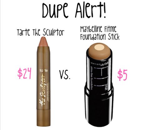 DUPE ALERT! Tarte The Sculptor vs. Maybelline Fit Me Foundation Stick! Just pick one of the darker shades of the fitme stick to go with your skin tone (I use 330). It blends out easier & its way cheaper! #dupe #tarte #maybelline #thesculptor #fitmefoundationstick #drugstore #bargain #cheapmakeup Fitme Foundation, Maybelline Fitme, Fit Me Foundation, Maybelline Fit Me Foundation, Expensive Makeup, Makeup Tips Foundation, Airbrush Foundation, Foundation Stick, Cheap Makeup