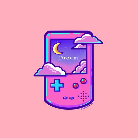 Nintendo Art Aesthetic, Kawaii Lofi Aesthetic, Cute Vaporwave, Ipod Illustration, Gameboy Drawing, Gameboy Illustration, Retro Video Game Aesthetic, Gameboy Aesthetic, Dreamy Doodles