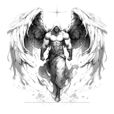 Warrior Angel Tattoo, Greek Images, Angel Warrior Tattoo, Archangel Michael Tattoo, Divine Justice, Angle Tattoo, Warrior Angel, Black And White Tattoo, Guardian Angel Tattoo