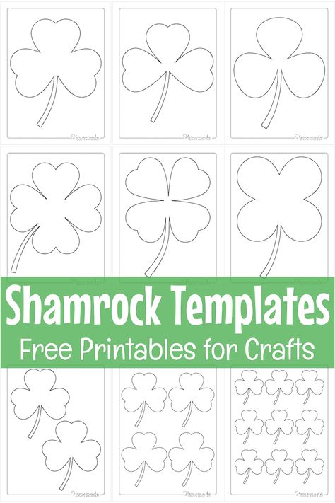 Free Printable Shamrock Templates - Small, Medium, Large St Patricks Shamrock Template, Shamrock Clipart Free Printables, Small Shamrock Template Free Printable, I Am Lucky Because Shamrock Template, Printable St Patricks Day Crafts, Shamrock Coloring Page Free Printable, Free Shamrock Printable, Shamrock Patterns Free Printable, Shamrocks Template