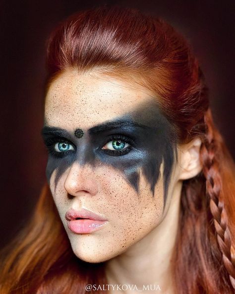 Viking Face Makeup, Post Apocalypse Makeup, Warrior Woman Makeup, Barbarian Makeup, The 100 Makeup, Post Apocalyptic Makeup, Battle Makeup, Huntress Makeup, Druid Makeup