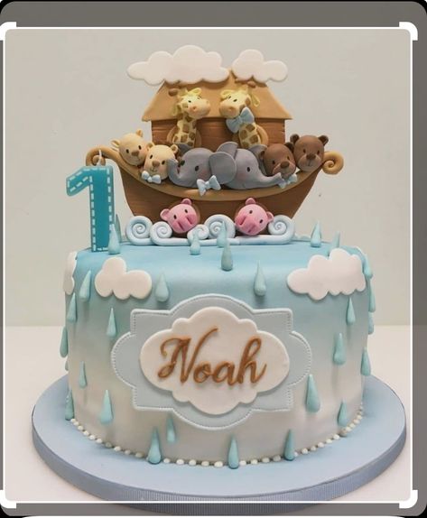 Noah’s Ark Birthday Cake, Noah’s Ark Cake, Noah Ark Cake, Noahs Ark Decorations, Noahs Ark Cake, Noahs Ark Party, Christening Cake Boy, Noahs Ark Theme, Noahs Ark Baby Shower