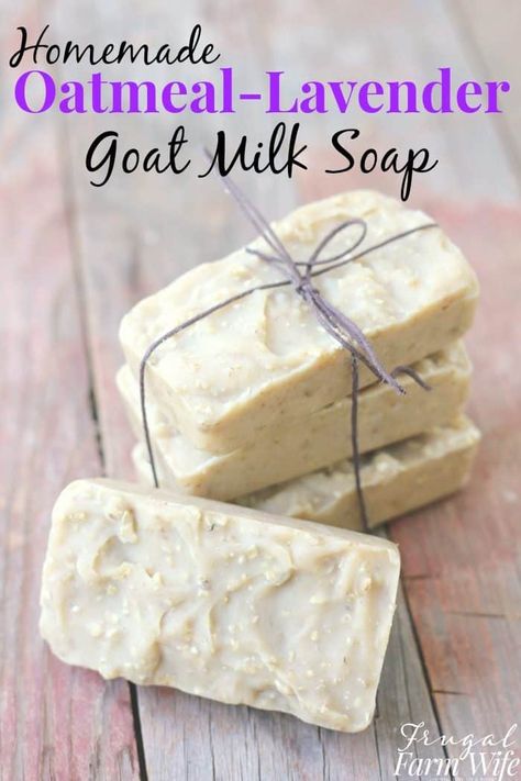 Oatmeal lavender goat milk soap is perfect for nourishing your skin during the summer months! Goat Milk Soap Recipe, Milk Soap Recipe, Homemade Goat Milk Soap, Goat Soap, Goat Milk Recipes, Goat Recipes, Diy Soap Recipe, Farm Products, Săpunuri Handmade