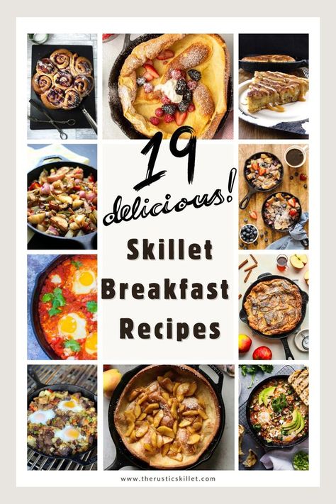 Easy and versatile skillet breakfast recipes to make mornings special. Breakfast Ideas Cast Iron Skillet, Breakfast Cast Iron Skillet, Meat Lovers Skillet Breakfast, Skillet Breakfast Recipes, Cast Iron Skillet Breakfast, Cinnamon Roll Cast Iron Skillet, Iron Skillet Breakfast Recipes, Vegetarian Shakshuka, Iron Skillet Breakfast