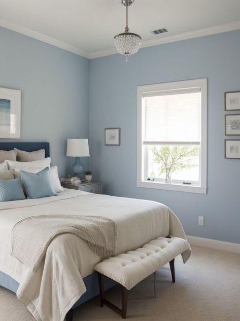 Blue Bedroom Accent Wall, Bedroom Accent Wall Ideas, Bedroom Accent Wall, Accent Wall Ideas, Accent Wall Paint, Modern Style House Plans, Bedroom Accent, Accent Wall Bedroom, Beach House Interior