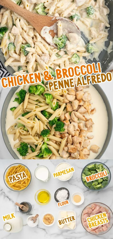 Savor the comfort of Chicken and Broccoli Penne Alfredo, featuring tender chicken, crisp broccoli, and a rich, creamy sauce. Perfect for a fast, satisfying dinner in 30 minutes! Quick Meals For Dinner Busy Mom Healthy, Easy Meals With Broccoli, Chicken Broccoli Egg Noodles, Chicken Broccoli Ziti Alfredo, Chicken Alfredo Recipe With Broccoli, Broccoli And Noodle Recipes, Pasta Chicken Broccoli Recipes, Creamy Chicken And Broccoli Pasta, Fettucini Alfredo Chicken