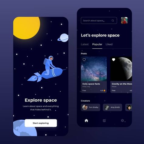 Space Theme Illustration, Space App Design, Kids Learning Apps, Universe App, Planet App, Restaurant Website Design, App Design Layout, Space Tourism, Drinks Packaging Design