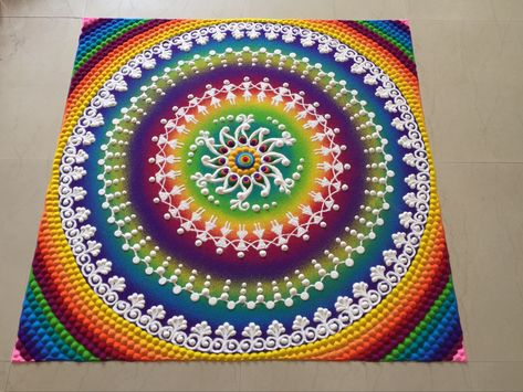 Diwali rangoli design #diwali #diwalidecorations #rangoli #rangolidesigns #diwalirangoli #diwalicrafts Mandala Rangoli Designs, Rangoli Design Diwali, Mandala Rangoli, Diwali Rangoli Design, Diwali 2024, Rangoli Designs Photos, Easy Rangoli Designs Diwali, Big Rangoli, Rangoli Art