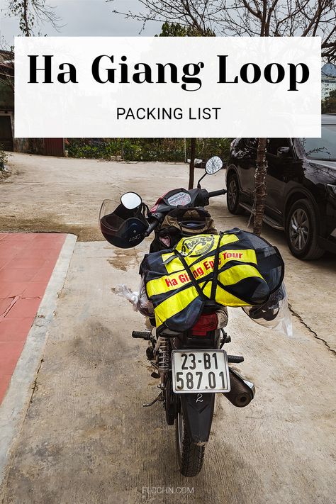 Motorbike with luggage on the Ha Giang Loop Vietnam Packing List, Ha Giang Loop, Vietnam Clothes, Pack Light, Essential Items, Vietnam Travel, Packing Light, What To Pack, Affiliate Links