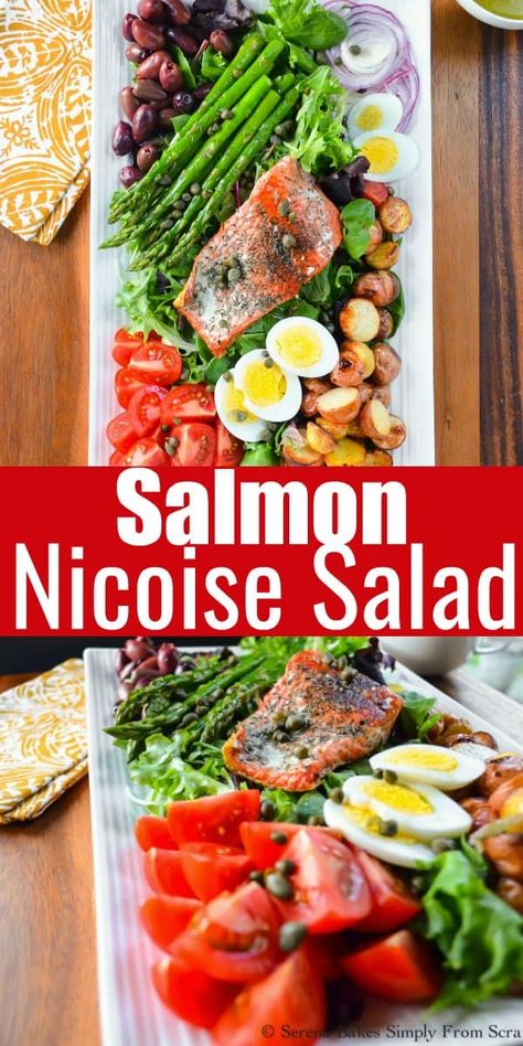 Salmon Nicoise Salad | Serena Bakes Simply From Scratch Salmon Nicoise, Salmon Nicoise Salad, Healthy Easy Dinner, Salad Nicoise, Nicoise Salad Recipe, Healthy Dinner Recipe, Savory Dinner, Savory Salads, Dinner Salad