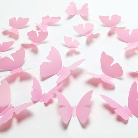 72 Pcs Pink 3D Butterfly Baby Girl Room Wall Decor, 4 Styles 3 Sizes, Girls Room Wall Decor, Pink Bedroom Bathroom Decor Butterflies Wall Stickers Decals Decorations For Toddler Kids Nursery Daughters Pink Butterfly Decorations, Butterflies Decorations, Girl Room Wall Decor, Decorating Toddler Girls Room, Butterfly Bathroom, Baby Wall Stickers, 3d Butterfly Wall Decor, Pink Bathroom Decor