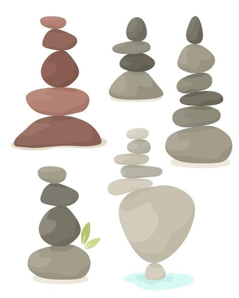 Set of balancing pyramid of stones, harmony, balance. Vector illustration in flat style. Balance Art, Flat Style, Flat Illustration, Fashion Flats, Pyramid, Vector Art, Vector Free, Vector Illustration, Royalty