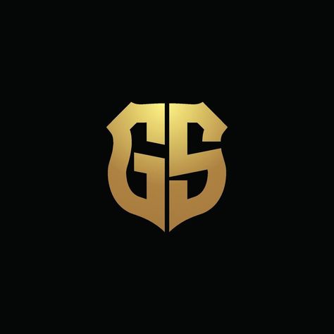 GS logo monogram with gold colors and shield shape design template Gs Logo Design, Logo Design Inspiration Art, Simple Background Design, Nc Logo, Gb Logo, Street Logo, Gs Logo, Alphabet Letters Images, G Logo Design